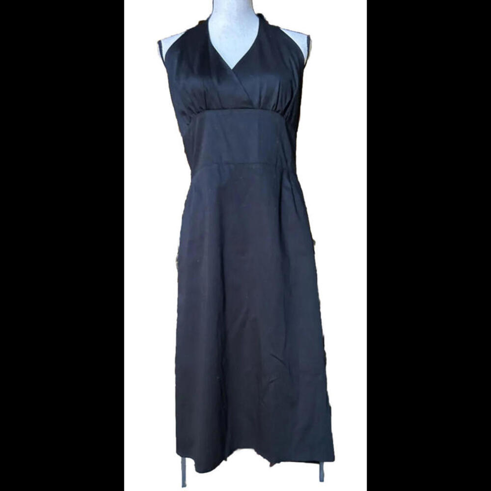 👗⚫️NWOT Black Jonathan Martin Cotton Spandex Halter Dress Smocking Size 10